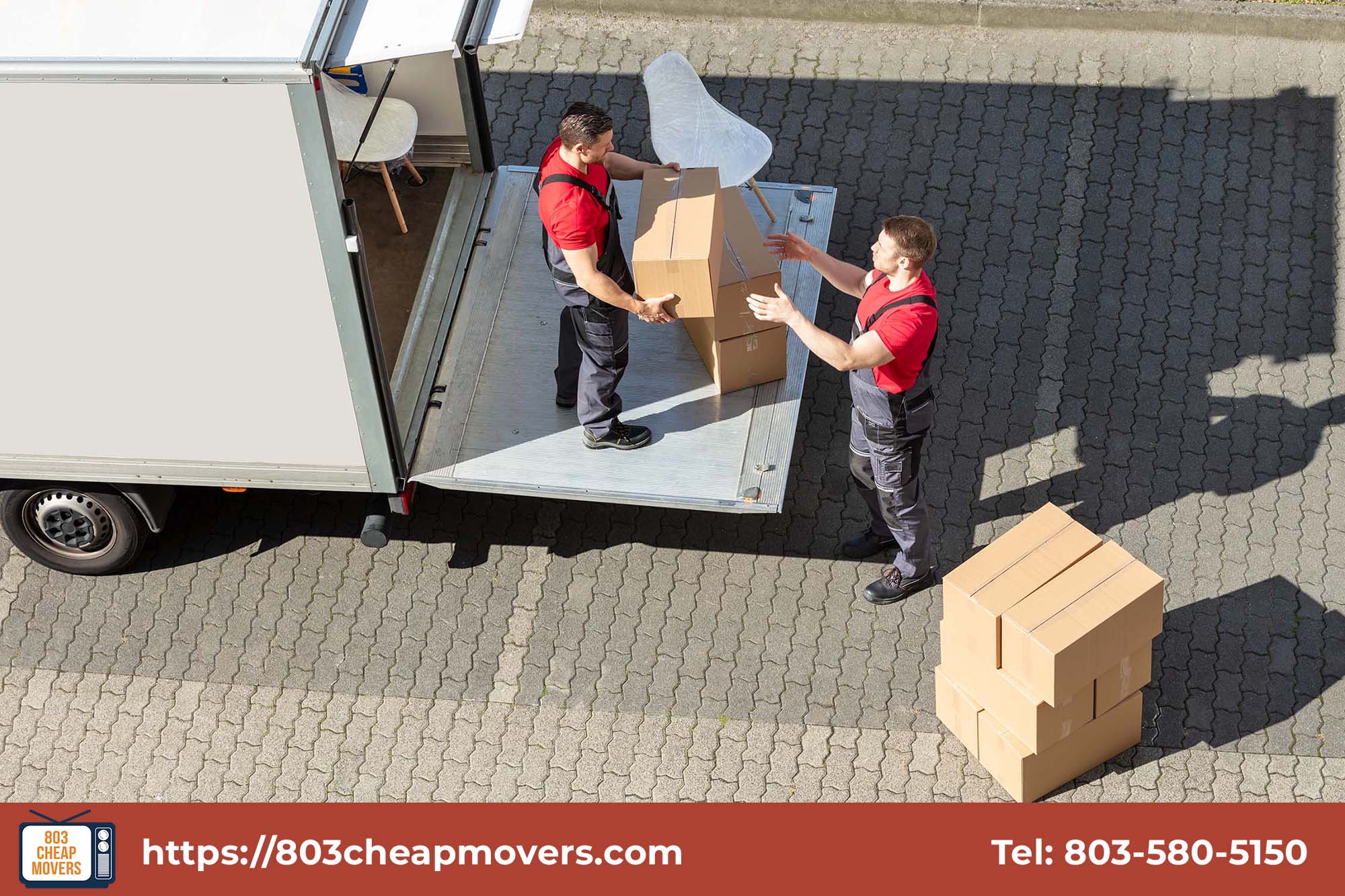 top view movers loading cargo van ramp